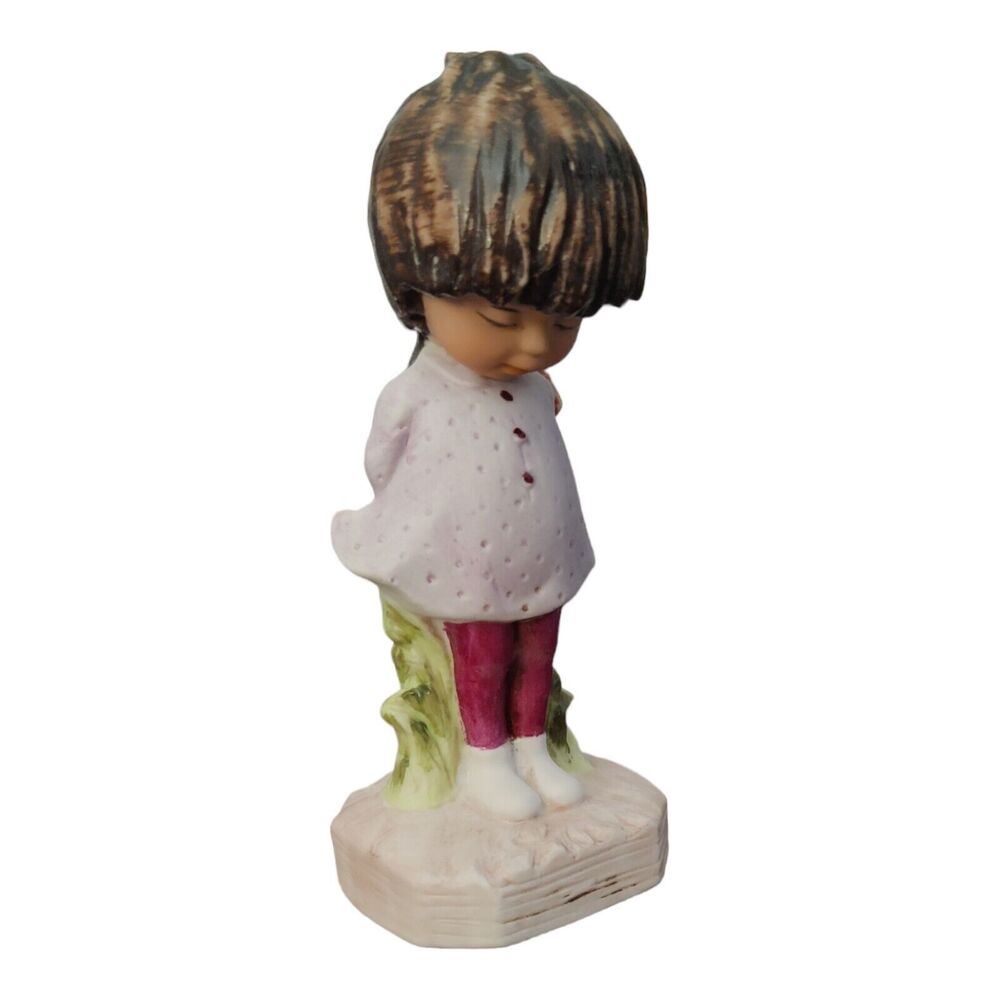 Vintage Moppets Girl With Flower Behind Her 1971 Fran Mar - 6” Figurine